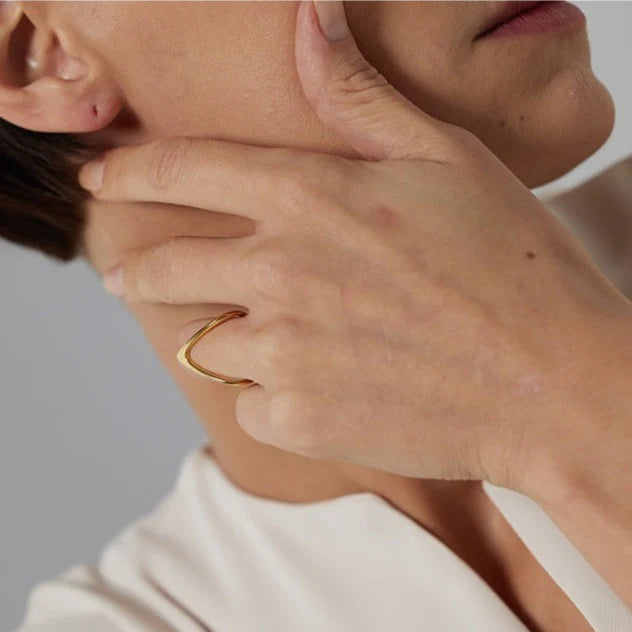 V-Shaped 14K Gold Plated Ring