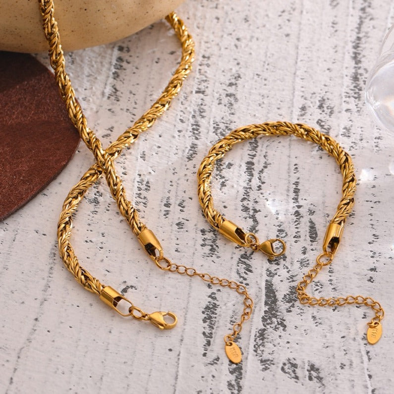 Twisted Rope 14K Gold Plated Chain Necklace