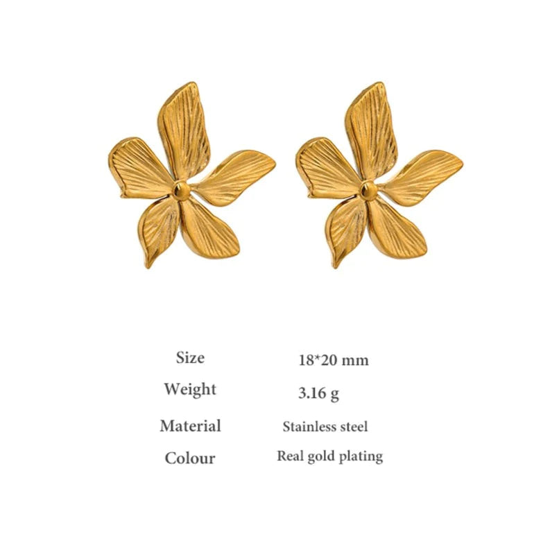 Small Flower 14K Gold Plated Earrings