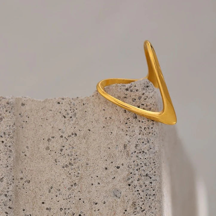 V-Shaped 14K Gold Plated Ring
