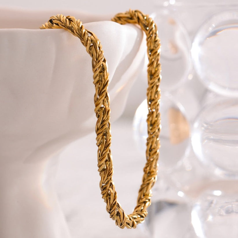 Twisted Rope 14K Gold Plated Chain Necklace