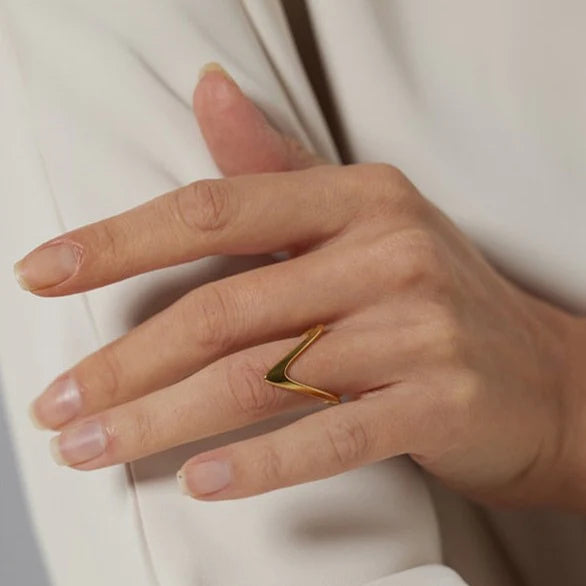 V-Shaped 14K Gold Plated Ring