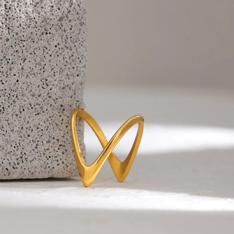 V-Shaped 14K Gold Plated Ring
