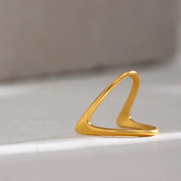 V-Shaped 14K Gold Plated Ring