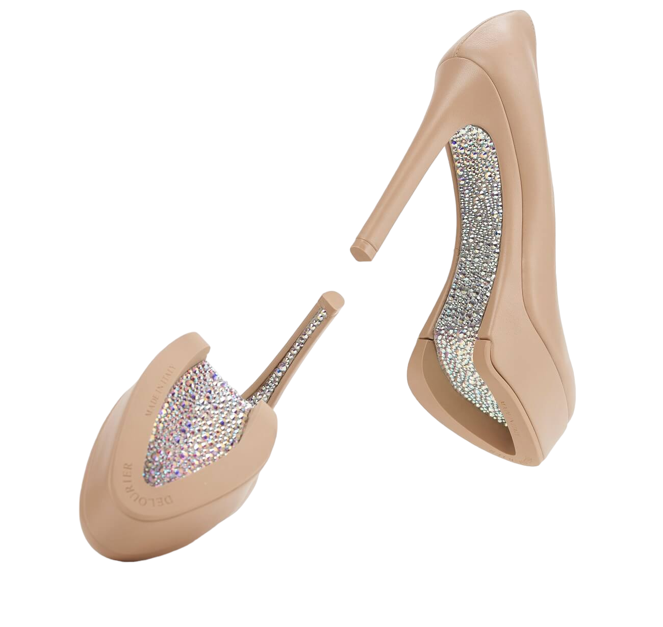 NUDE QUARTZ PLATFORM SHOES WITH SWAROVSKI CRYSTALS