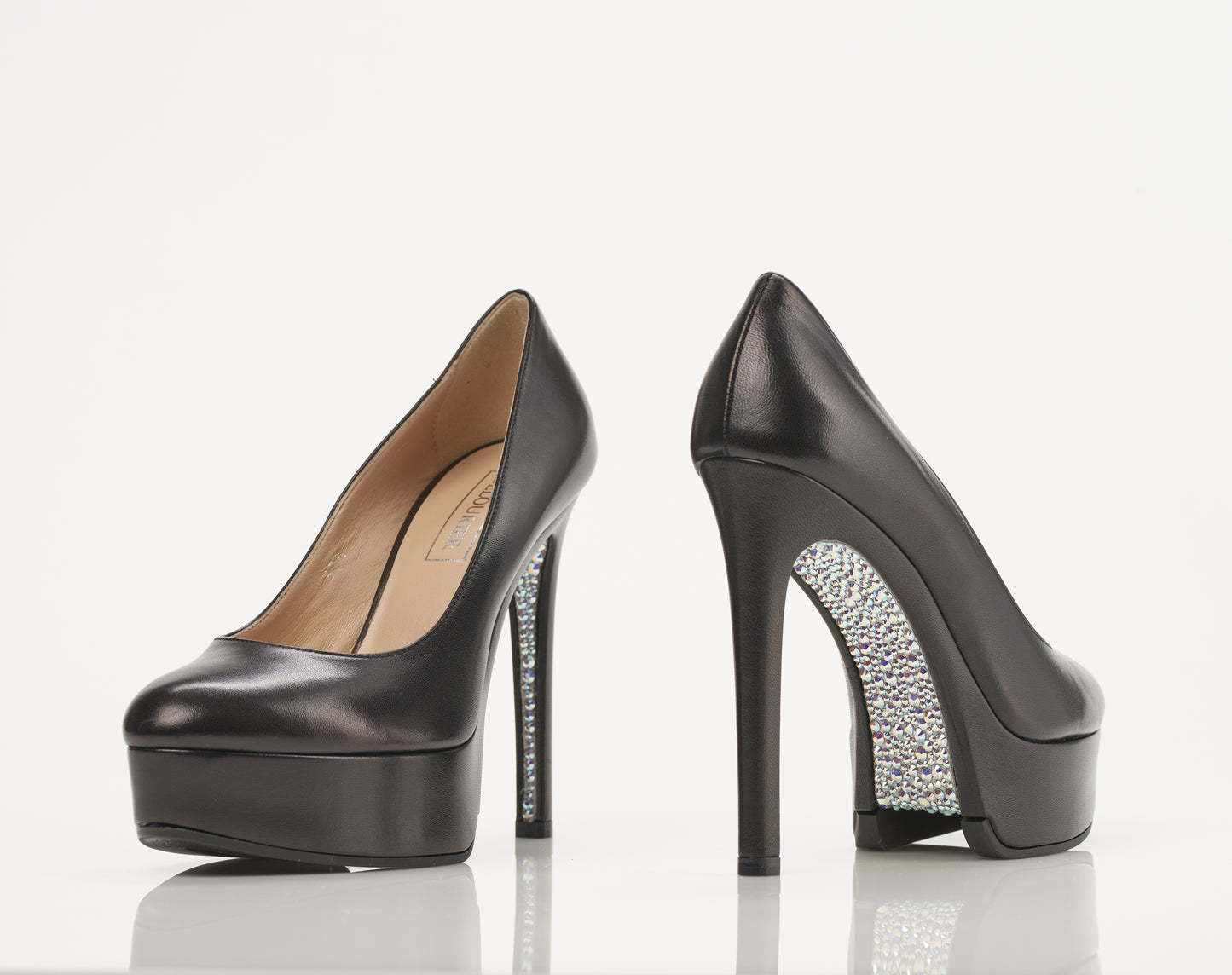 BLACK ZENITH PLATFORM SHOES WITH SWAROVSKI CRYSTALS