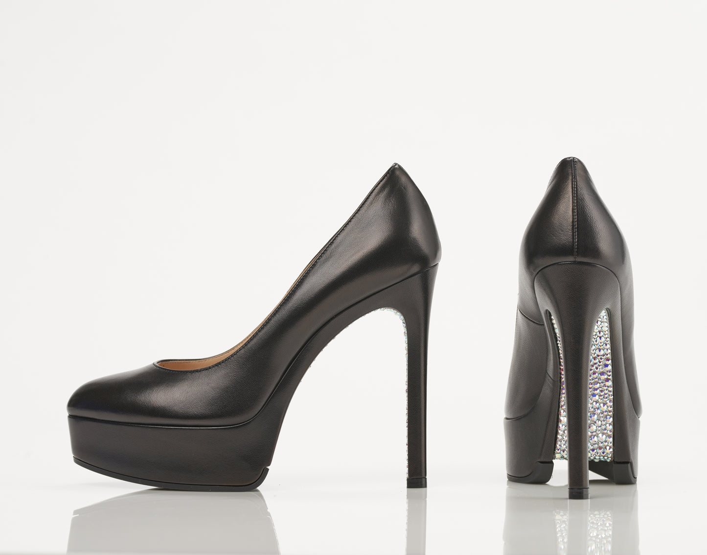 BLACK ZENITH PLATFORM SHOES WITH SWAROVSKI CRYSTALS