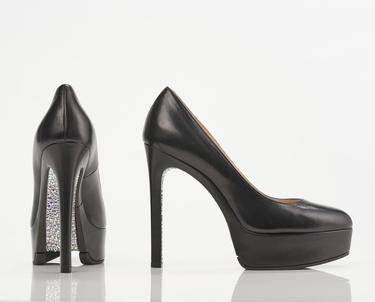 BLACK ZENITH PLATFORM SHOES WITH SWAROVSKI CRYSTALS