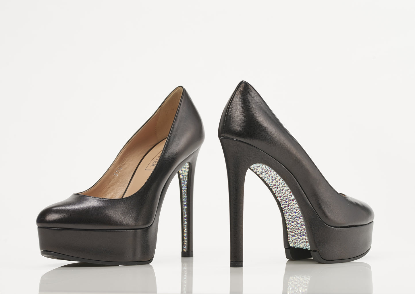 BLACK ZENITH PLATFORM SHOES WITH SWAROVSKI CRYSTALS
