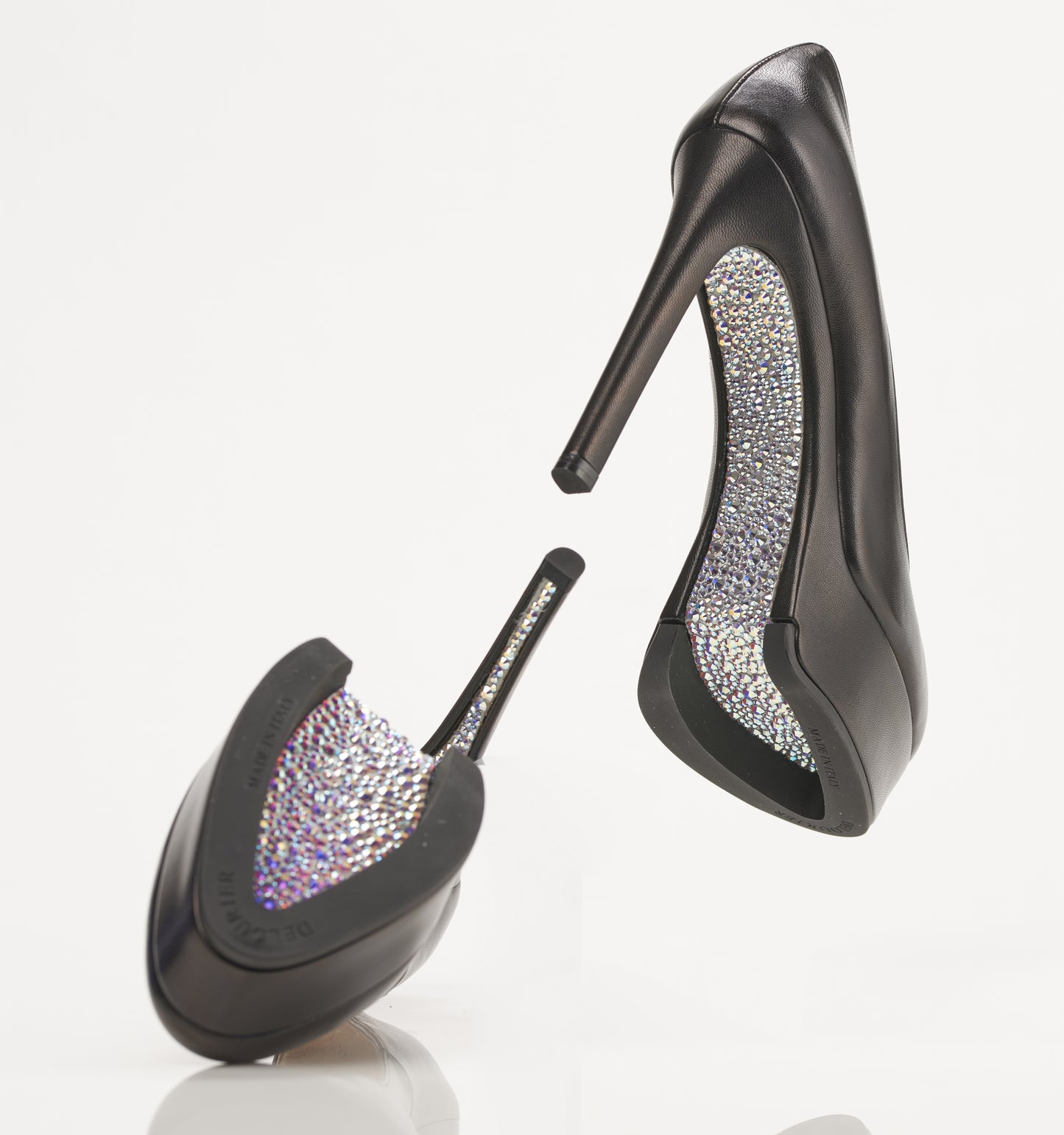 BLACK ZENITH PLATFORM SHOES WITH SWAROVSKI CRYSTALS