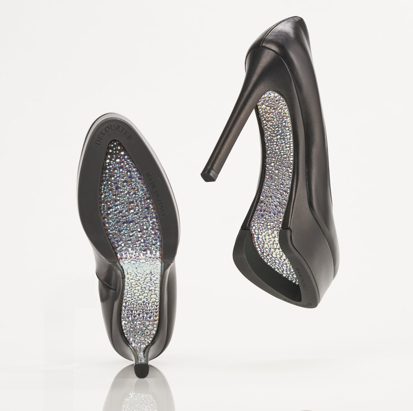 BLACK ZENITH PLATFORM SHOES WITH SWAROVSKI CRYSTALS