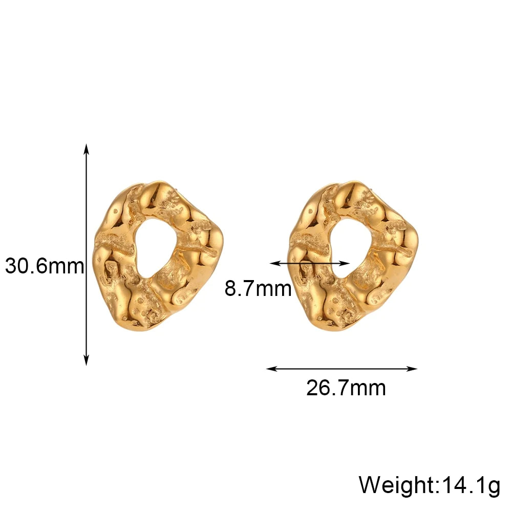 Textured Abstract 18K Gold Plated Earrings