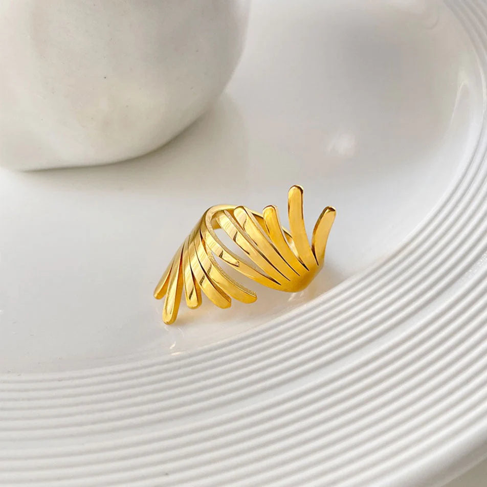 18K Gold Plated Feather Ring