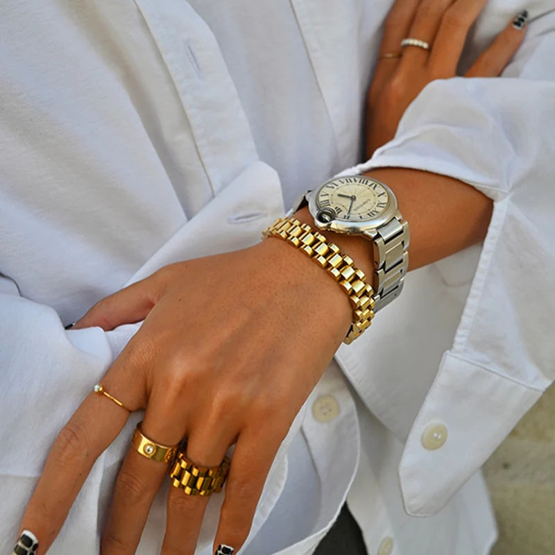 Link Chain 18K Gold Plated Strap Bracelet