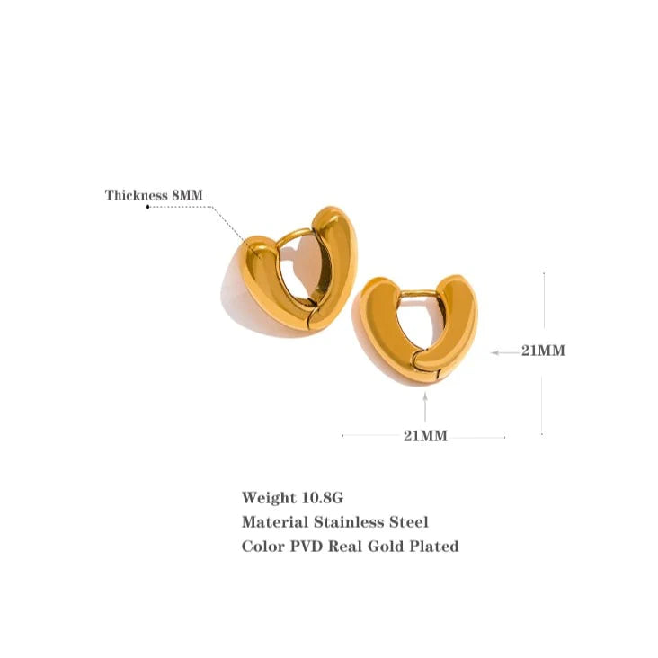 Small Chunky 14K Gold Plated Hoop Earrings