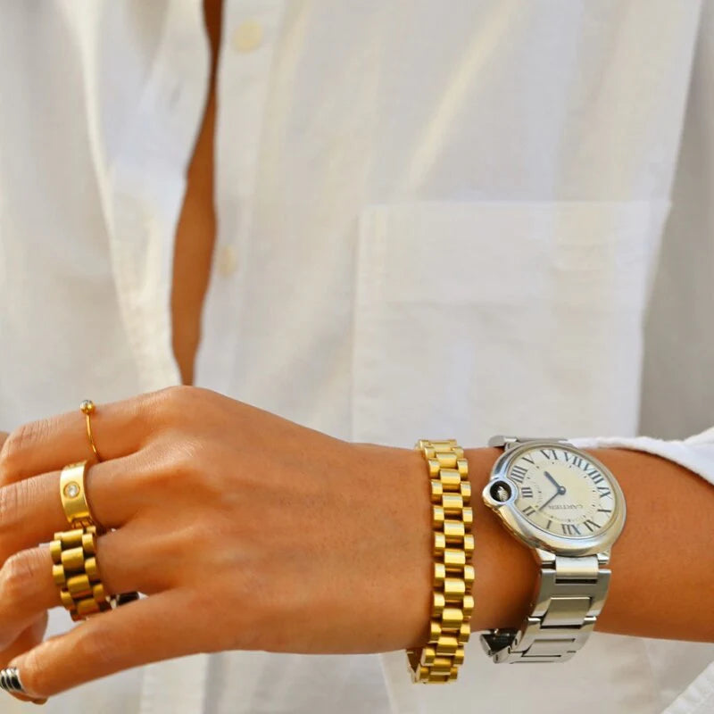 Link Chain 18K Gold Plated Strap Bracelet