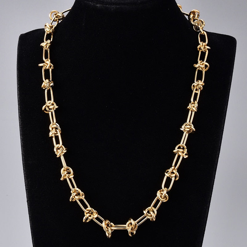Knotted Chain 18K Gold Plated Choker Necklace