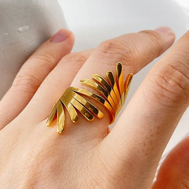 18K Gold Plated Feather Ring