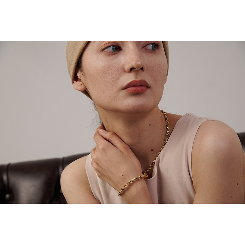 Twisted Rope 14K Gold Plated Chain Necklace