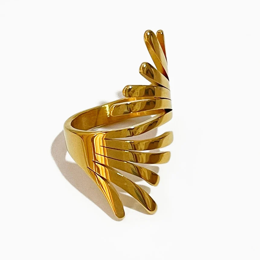 18K Gold Plated Feather Ring