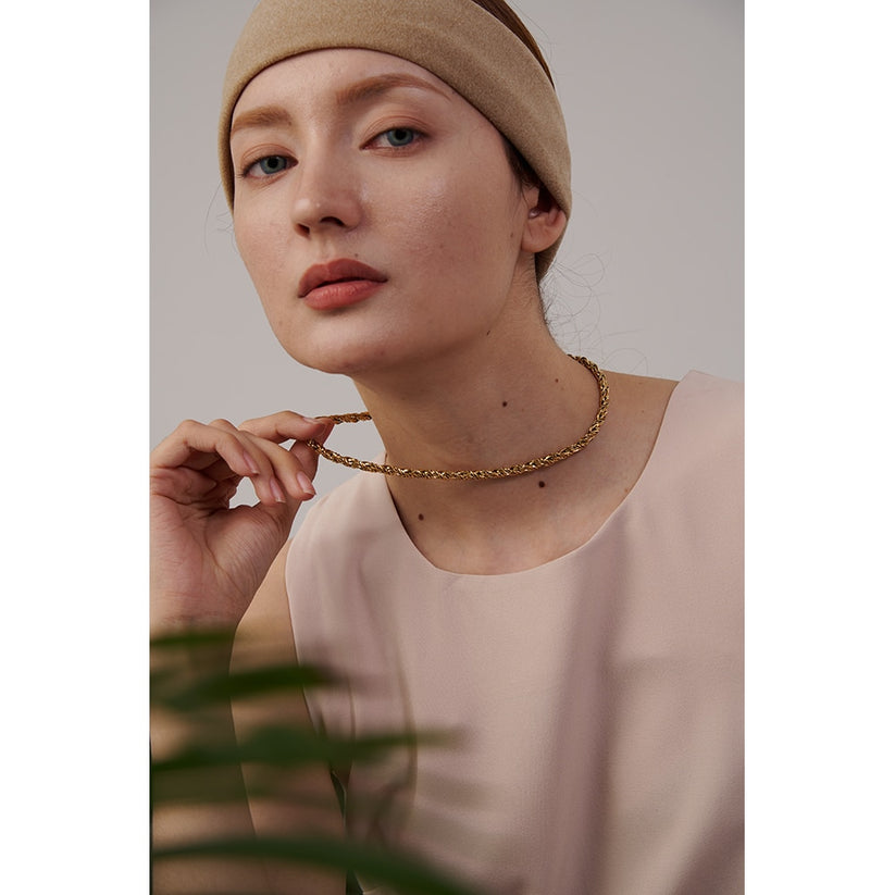 Twisted Rope 14K Gold Plated Chain Necklace