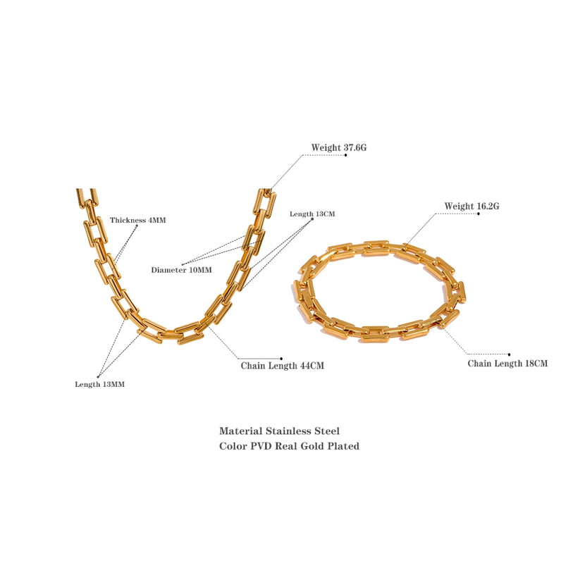 Square Link 14K Gold Plated Chain Necklace