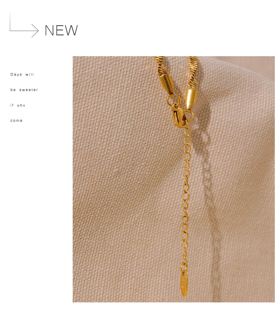 Twisted Snake Chain 18K Gold Plated Necklace