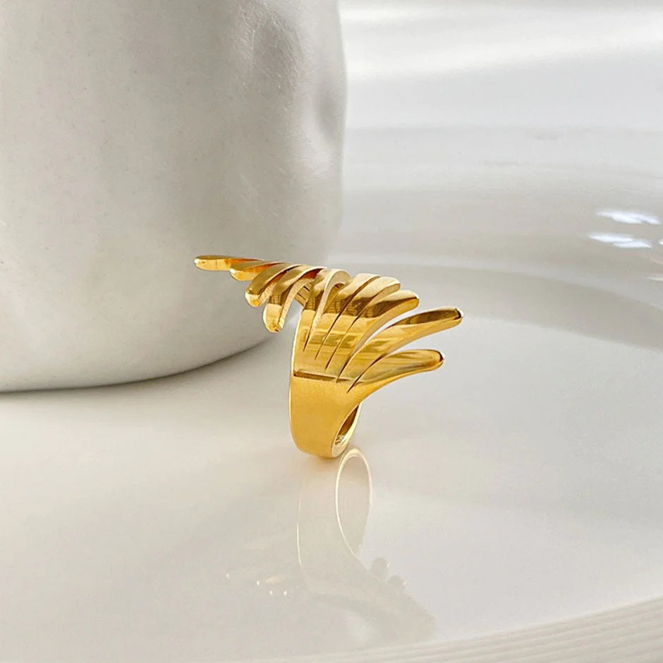 18K Gold Plated Feather Ring