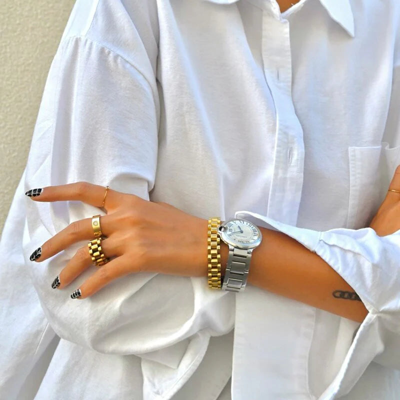 Link Chain 18K Gold Plated Strap Bracelet
