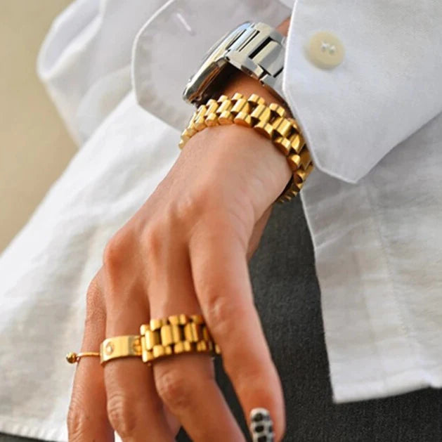 Link Chain 18K Gold Plated Strap Bracelet