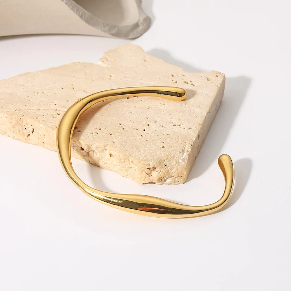 Classic 18k Gold Plated Open Bangle Bracelet