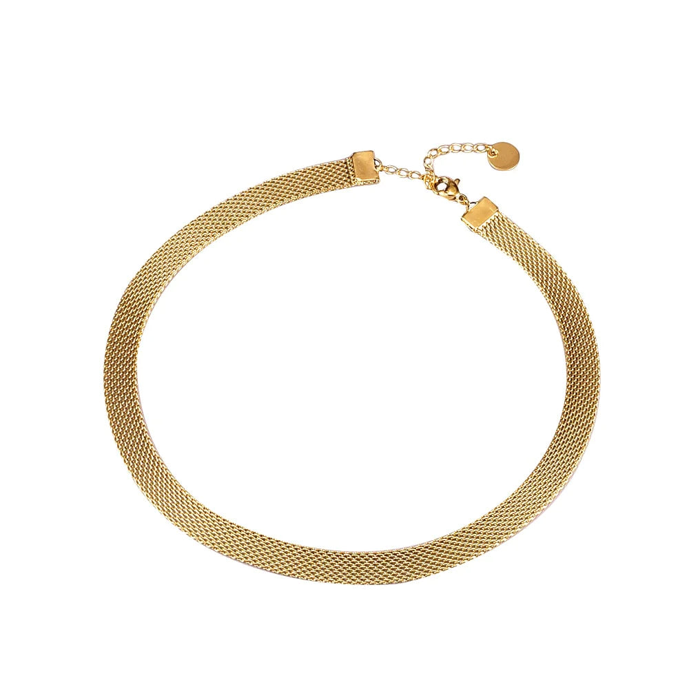 Woven 18K Gold Plated Choker Necklace