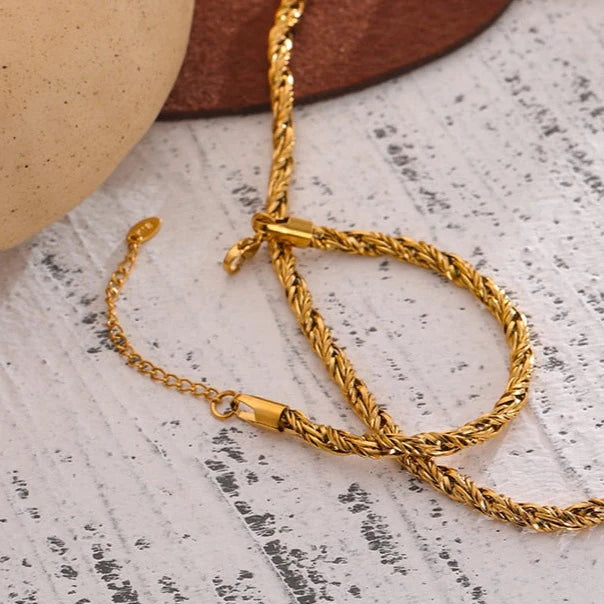 Twisted Rope 14K Gold Plated Chain Bracelet