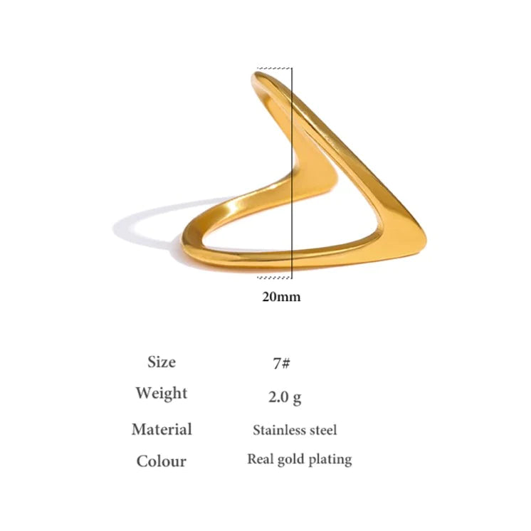 V-Shaped 14K Gold Plated Ring