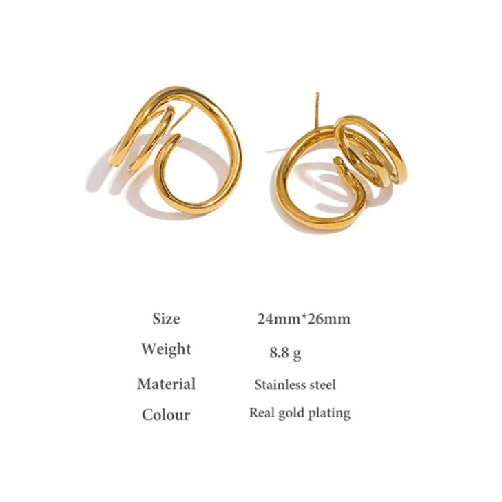 Abstract Twisted 14K Gold Plated Earrings