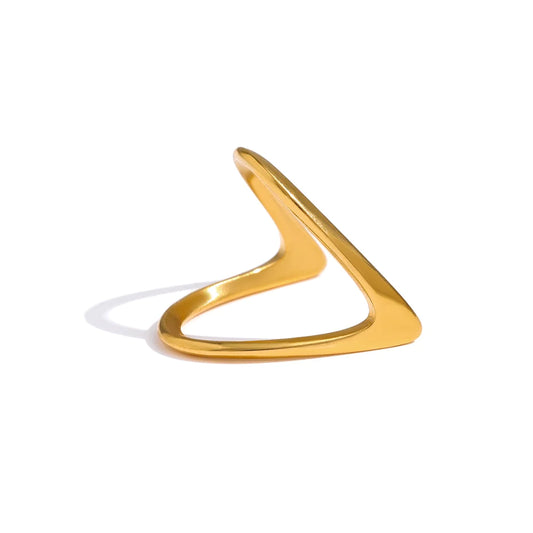 V-Shaped 14K Gold Plated Ring