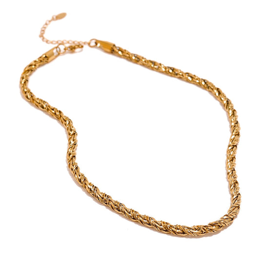 Twisted Rope 14K Gold Plated Chain Necklace