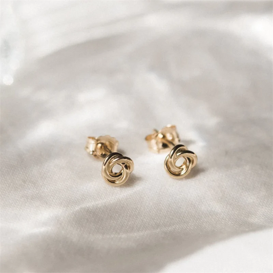 Dainty 14K Gold Filled Love Knot Stud Earrings