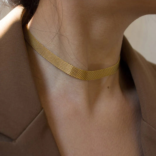 Woven 18K Gold Plated Choker Necklace