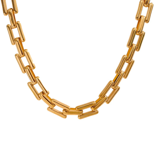 Square Link 14K Gold Plated Chain Necklace