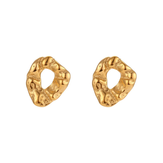 Textured Abstract 18K Gold Plated Earrings