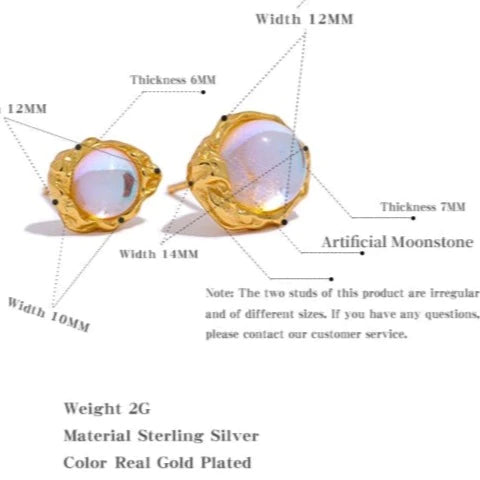 14K Gold Plated Sterling Silver Moonstone Earrings