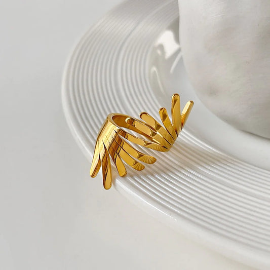 18K Gold Plated Feather Ring