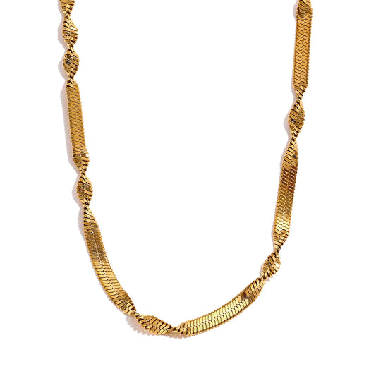 Twisted Snake Chain 18K Gold Plated Necklace