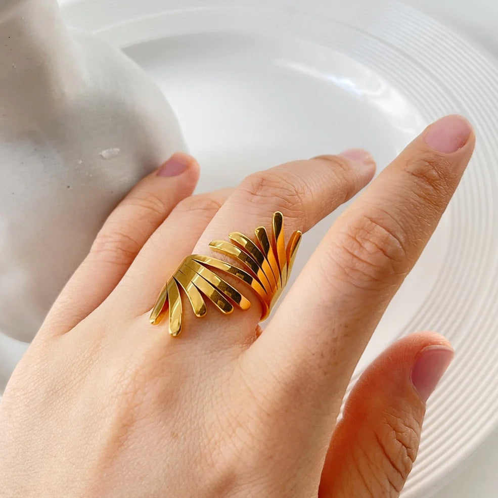 18K Gold Plated Feather Ring