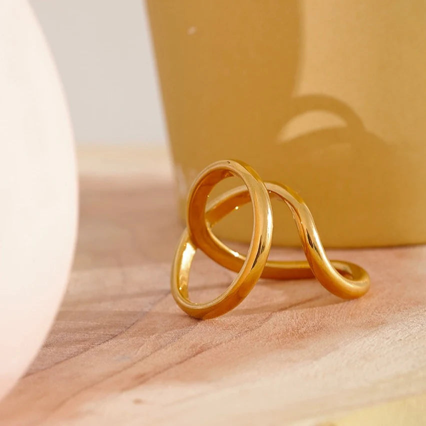 Abstract Twisted 14K Gold Plated Ring
