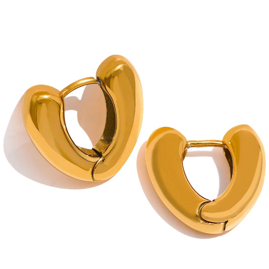 Small Chunky 14K Gold Plated Hoop Earrings
