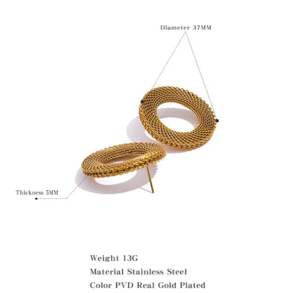 Woven Circle 14K Gold Plated Earrings
