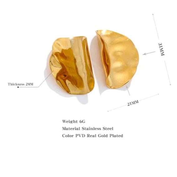 Curled Edge 14K Gold Plated Earrings