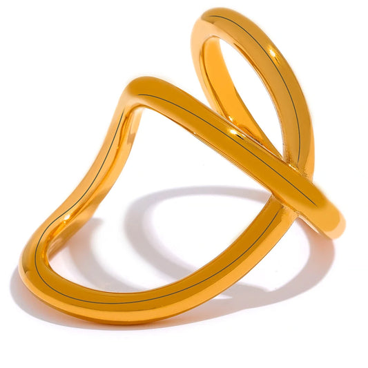 Abstract Twisted 14K Gold Plated Ring